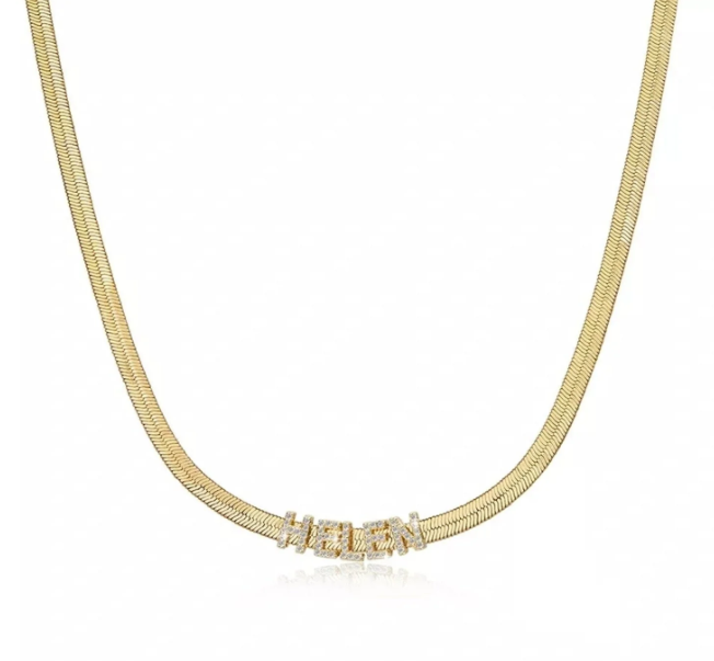 Herringbone name necklace Chantel The Label